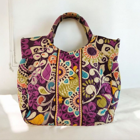 Vera Bradley Plum Crazy Purple Floral Top Handle Bag‎ Purse - Picture 2 of 14